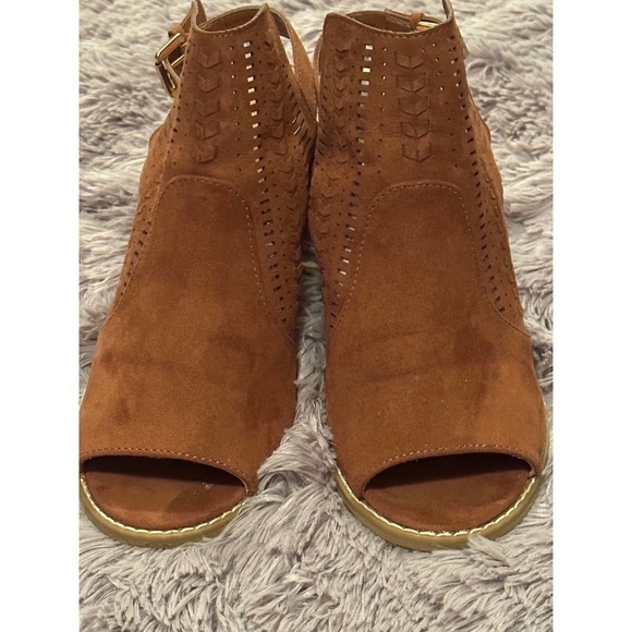 Universal Thread Brown Sling Back Peep-Toe Mule Heels Women Size 9.5 - Picture 2 of 11